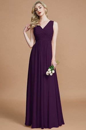 A-Line Prinzessin Chiffon Bodenlanges Brautjungfernkleid mit Reißverschluss - Bild 18