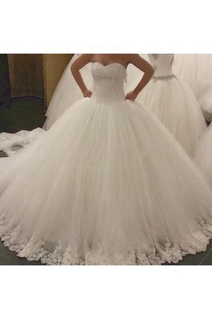 Duchesse-Linie Normale Taille Bodenlanges Swing Brautkleid mit Bordüre