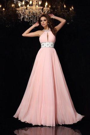 Drapiertes Ärmelloses Reißverschluss Abendkleid mit Empire Taille aus Chiffon - Bild 1