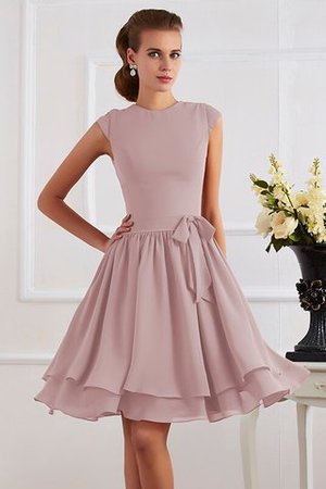 Normale Taille Chiffon Knielanges Brautjungfernkleid mit Schleife mit Gürtel - Bild 29