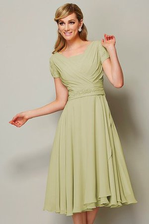 Kurze Ärmeln Enges Reißverschluss Brautjungfernkleid aus Chiffon mit Rüschen - Bild 8