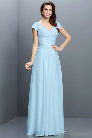 Reißverschluss Kurze Ärmeln Plissiertes Prinzessin Brautjungfernkleid aus Chiffon - Bild 18