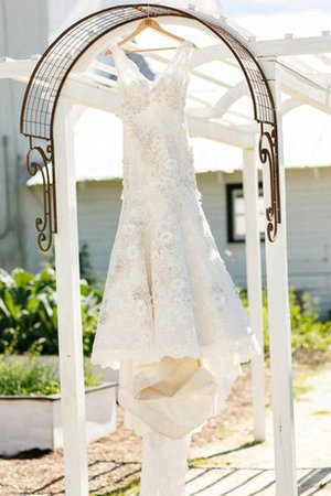 Spitze Ärmellos Prächtiges Sittsames Brautkleid mit Reißverschluss - Bild 2