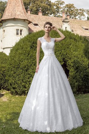 Spitze Kurze Ärmeln Elegantes Brautkleid mit Gekappten Ärmeln mit Kristall