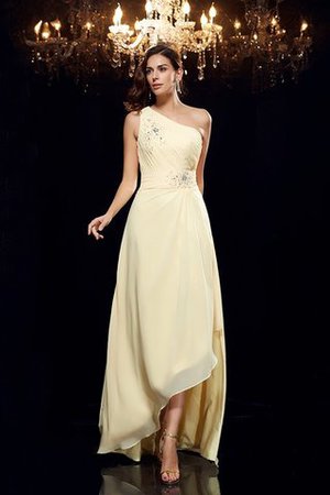 Normale Taille Ärmelloses Hoch Niedrig A Linie Ballkleid aus Chiffon - Bild 3