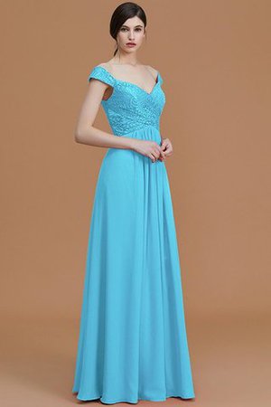 Prinzessin Chiffon Bodenlanges Brautjungfernkleid mit V-Ausschnitt mit Bordüre - Bild 9