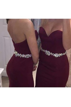 Perlenbesetztes Satin Normale Taille Ärmelloses Abendkleid mit Herz-Ausschnitt - Bild 2