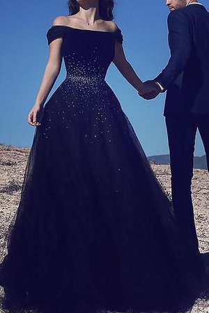 Normale Taille Ärmelloses Perlenbesetztes Tüll Duchesse-Linie Ballkleid - Bild 1