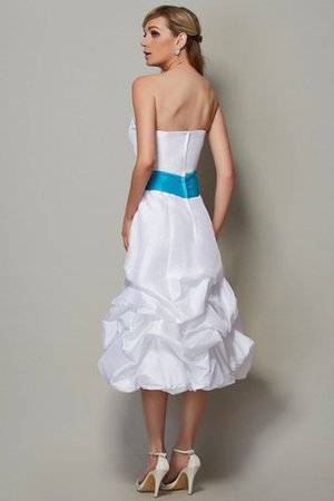Ärmellos Mini Wadenlanges Brautjungfernkleid mit Reißverschluss aus Taft - Bild 2