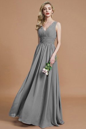 V-Ausschnitt Prinzessin Ärmelloses Natürliche Taile Chiffon Brautjungfernkleid - Bild 32