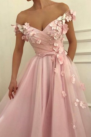 Zart A Linie Normale Taille Prinzessin Ärmelloses Ballkleid aus Tüll mit Applike - Bild 2