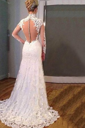 Normale Taille V-Ausschnitt Meerjungfrau Auffallend Brautkleid mit Applike mit Bordüre - Bild 3