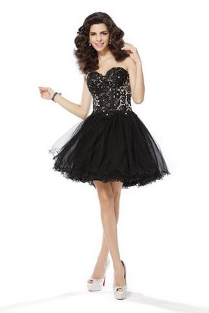 Prinzessin A Linie Mini Cocktailkleid mit Natürlicher Taille mit Rüschen