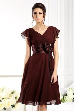 Chiffon Prinzessin Kurze Ärmeln Reißverschluss Brautmutterkleid mit Empire Taille