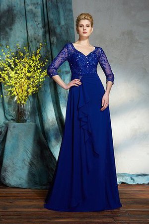 Natürliche Taile Reißverschluss Chiffon V-Ausschnitt Bodenlanges Brautmutterkleid - Bild 3