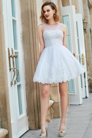 Normale Taille Prinzessin A Linie Mini Abschlusskleid mit Juwel Ausschnitt - Bild 5