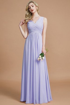 A-Line Prinzessin Chiffon Bodenlanges Brautjungfernkleid mit Reißverschluss - Bild 22