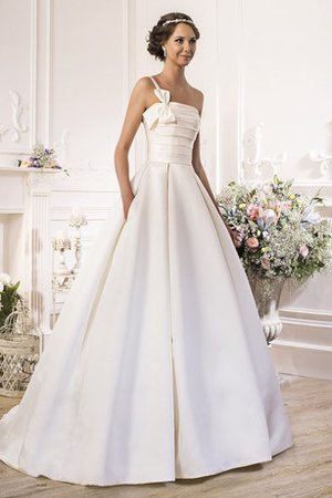 A-Line Satin Sweep Zug Spaghetti Träger Bodenlanges Brautkleid