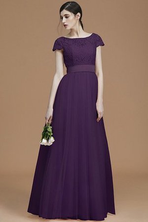 Tüll Prinzessin A-Linie Bodenlanges Brautjungfernkleid mit Schleife - Bild 16