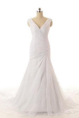 Meerjungfrau Organza Normale Taille Luxus Brautkleid mit Kreuz - Bild 1