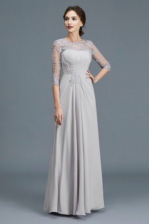 A-Line Schaufel-Ausschnitt Bodenlanges Brautmutterkleid aus Chiffon mit Rüschen - Bild 3