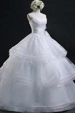 Plissiertes Bodenlanges Schlichtes Brautkleid mit Rücken Schnürung mit Herz-Ausschnitt