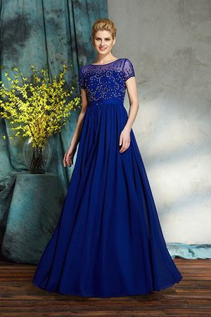 Normale Taille Chiffon Sittsames Brautmutterkleid mit Schaufel Ausschnitt mit Perlen - Bild 4