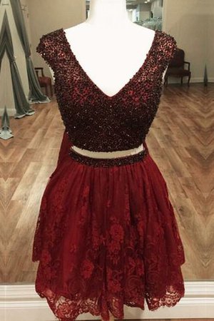 Zwei Stück A Linie Perlenbesetztes Normale Taille Abiballkleid mit Bordüre - Bild 2