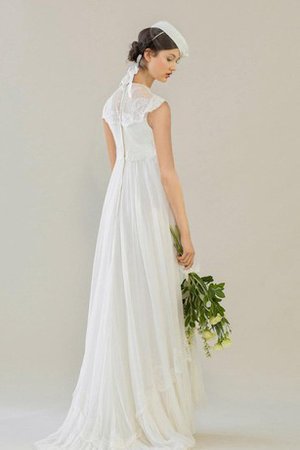 Klassisches A-Linie Ärmellos Brautkleid mit Blume mit Hohem Kragen - Bild 2