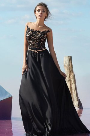 A-Linie Chiffon Bodenlanges Ballkleid mit Knöpfen mit Applike