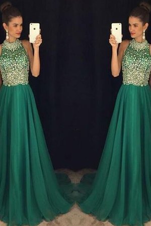 Chiffon Nackenband Hohe qualität A Linie Normale Taille Bodenlanges Ballkleid mit Perlen - Bild 2