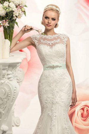 Meerjungfrau Stil Juwel Ausschnitt Luxus Brautkleid mit Perlen mit Applike - Bild 2
