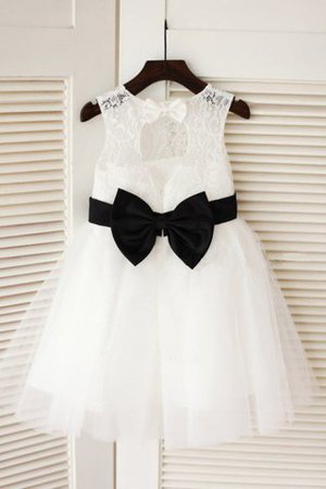 Tüll Prinzessin Natürliche Taile A-Line Schmetterlingsknoten Blumenmädchenkleid - Bild 2
