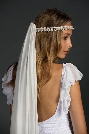 Natürliche Taile Kurze Ärmeln Bezauberndes Brautkleid aus Spitze mit Gekappten Ärmeln - Bild 2