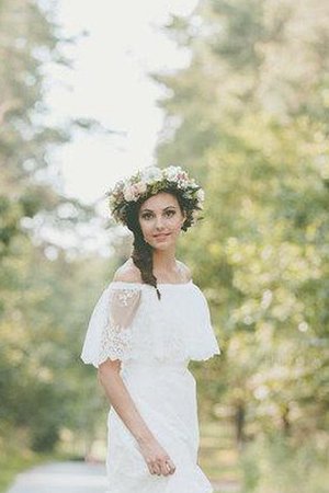 A-Line Klassisches Informelles Brautkleid mit Kurzen Ärmeln mit Reißverschluss - Bild 2