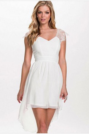 Chiffon öffnen Spitze Zurück Hoch niedrig Atemberaubend Kleid Club Kleider