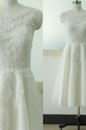 Spitze Satin Plissiertes Brautkleid aus Tüll mit Applike - Bild 2