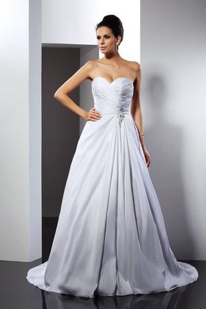 Prinzessin A-Line Anständiges Brautkleid aus Satin mit Rüschen - Bild 1