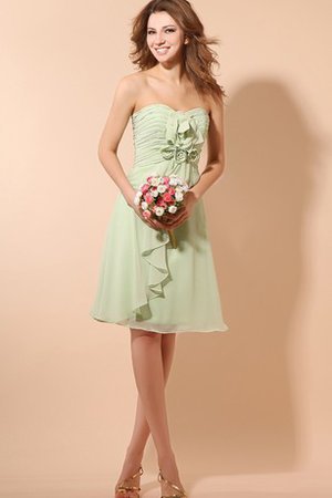 Trägerlos Herz-Ausschnitt Kurzes Brautjungfernkleid mit Blume ohne Ärmeln - Bild 2