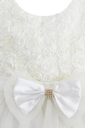 A-Line Schaufel-Ausschnitt Kurzes Blumenmädchenkleid mit Perlen mit Schmetterlingsknoten - Bild 2