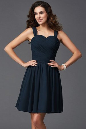 Breiter Träger Prinzessin Seide wie Satin a linie Mini Brautjungfernkleid - Bild 10