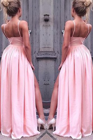 Natürliche Taile Breiter Träger Gerüschtes A-Linie Bodenlanges Abendkleid - Bild 2