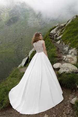 Ärmellos Gericht Schleppe Satin Sexy Brautkleid mit Bordüre - Bild 2