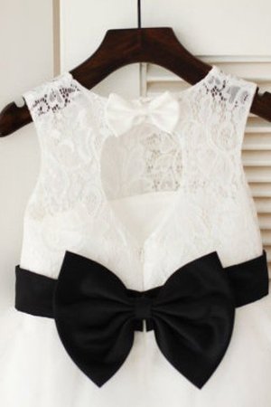 Tüll Prinzessin Natürliche Taile A-Line Schmetterlingsknoten Blumenmädchenkleid - Bild 4