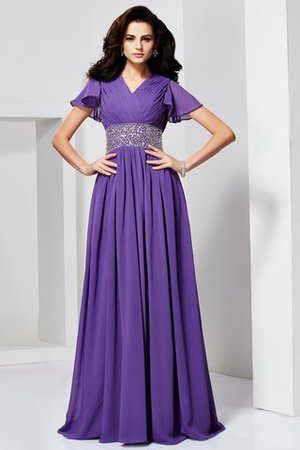 Prinzessin Perlenbesetztes Normale Taille Sittsames Abendkleid mit V-Ausschnitt - Bild 1