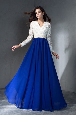 A-Linie Prinzessin Langärmeliges Anständiges Abendkleid mit Reißverschluss - Bild 5