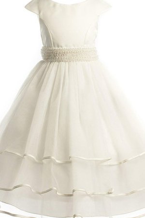 A-Line Duchesse-Linie Kurze Ärmeln Blumenmädchenkleid aus Tüll mit Schleife - Bild 1