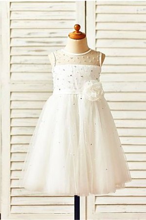 Ärmelloses Prinzessin A-Linie Blumenmädchenkleid aus Tüll mit Blume - Bild 1