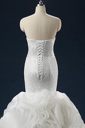 Meerjungfrau Paillette Organza Brautkleid mit Natürlicher Taille mit Rüschen - Bild 2