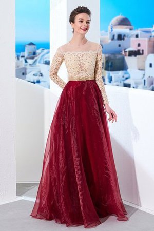 Organza A Linie Prinzessin Ballkleid mit Applikation mit Langen Ärmeln - Bild 1